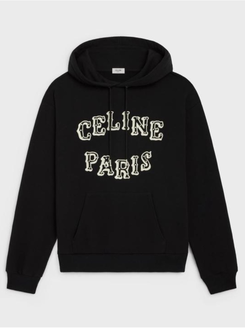 Celine Men’s Embroidered Hoodie Sweatshirt in Black NWOT